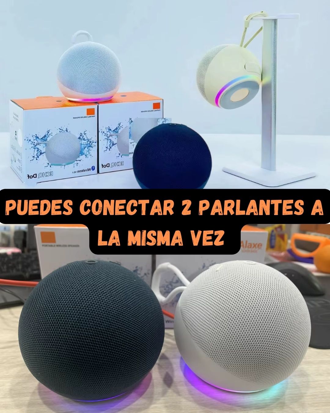 PARLANTE PORTÁTIL ALAXE SUPER BASS  en blanco, negro, azul.