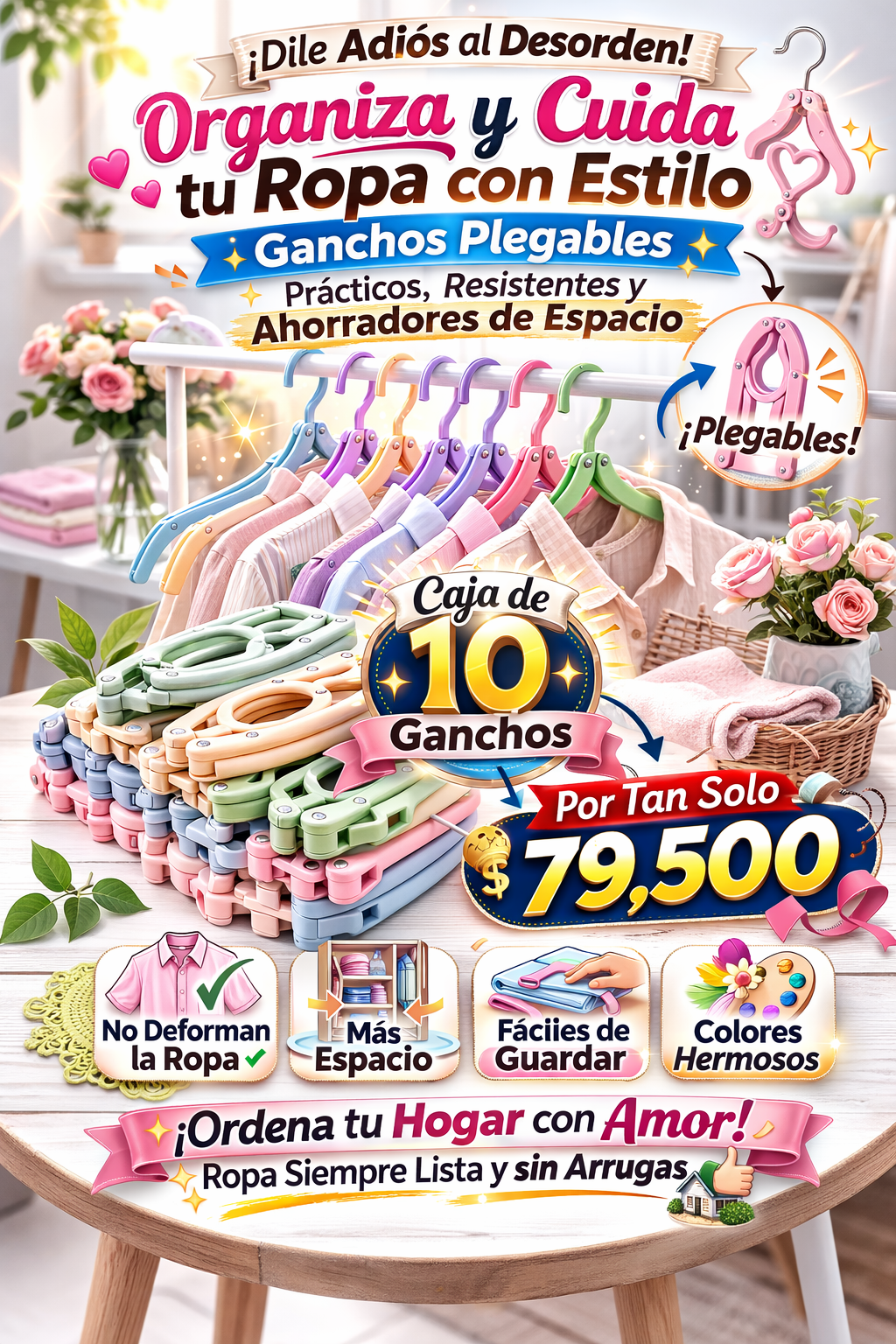 Colgador plegable premium 10 unidades