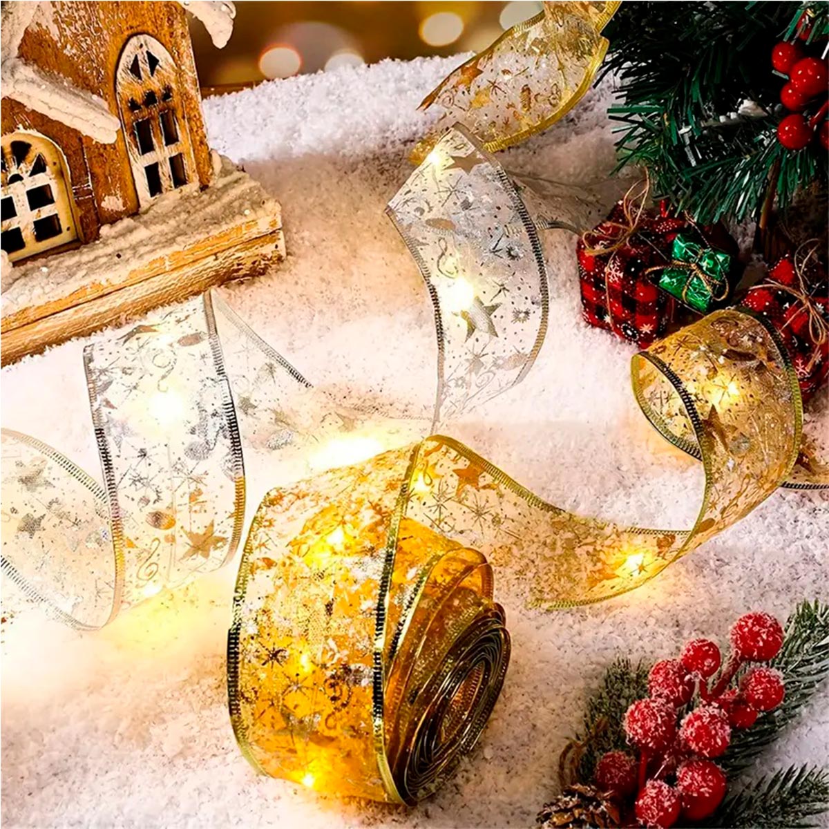 Cinta Led Navidad de 5 Metros  HERMOSO EN COLOR CALIDO