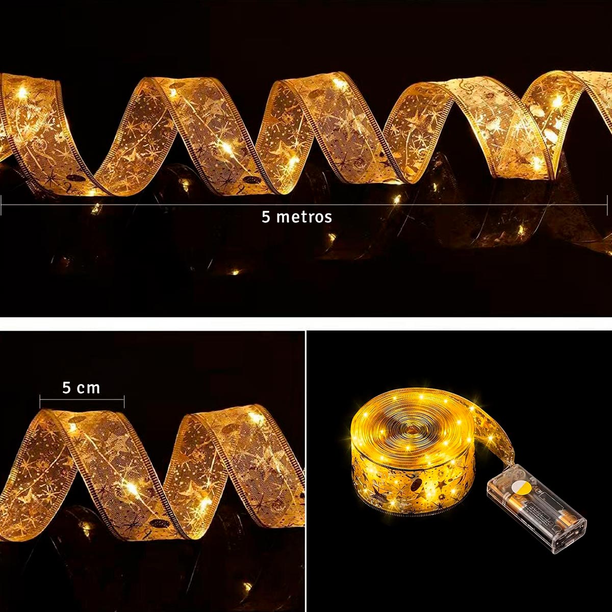 Cinta Led Navidad de 5 Metros  HERMOSO EN COLOR CALIDO